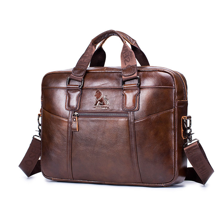 Whatna天然 牛革 ショルダーバッグ メンズ ビジネスバッグ 旅行バッグ2way 斜め掛け 手提げ バッグA4 15インチpc 収納可 本 革 厚手 レザー 横型 ブリーフケース フォーマルバッグ 肩掛けバッグ プレゼント男性 绅士用(91514) 0