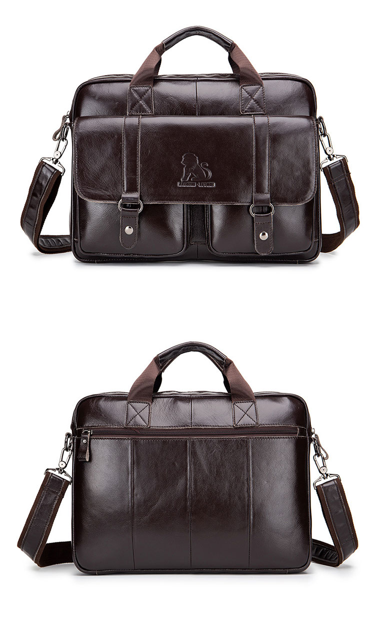 Whatna天然 牛革 ショルダーバッグ メンズ ビジネスバッグ 旅行バッグ2way 斜め掛け 手提げ バッグA4 15インチpc 収納可 本 革 厚手 レザー 横型 ブリーフケース フォーマルバッグ 肩掛けバッグ プレゼント男性 绅士用（91503） 2