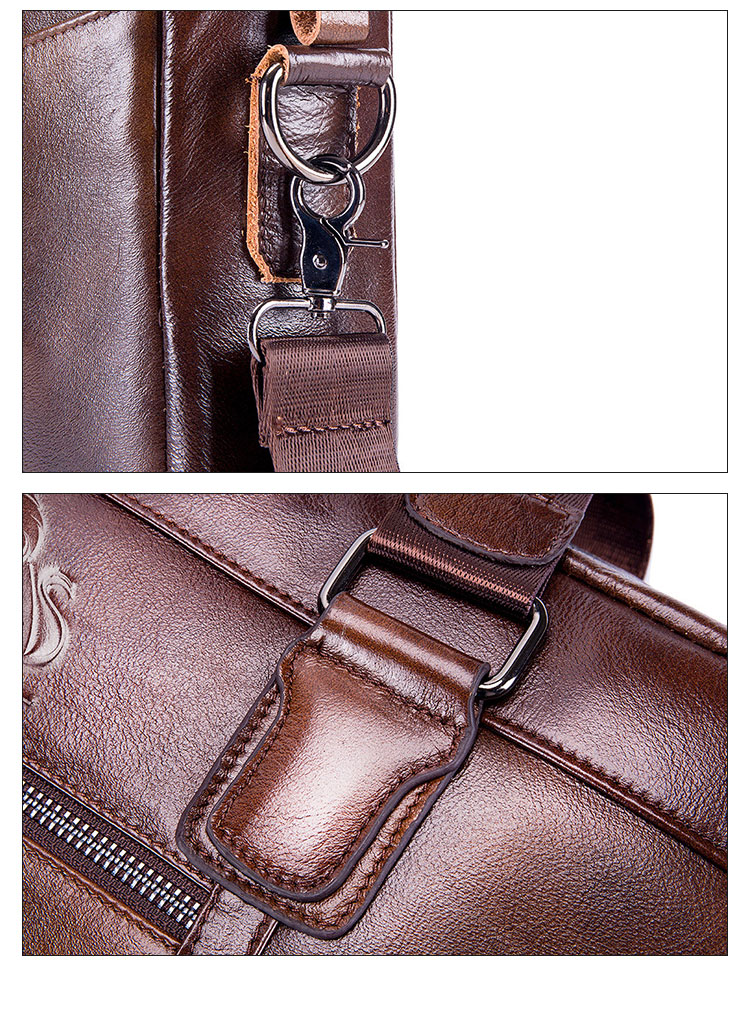 Whatna天然 牛革 ショルダーバッグ メンズ ビジネスバッグ 旅行バッグ2way 斜め掛け 手提げ バッグA4 15インチpc 収納可 本 革 厚手 レザー 横型 ブリーフケース フォーマルバッグ 肩掛けバッグ プレゼント男性 绅士用(91514) 7