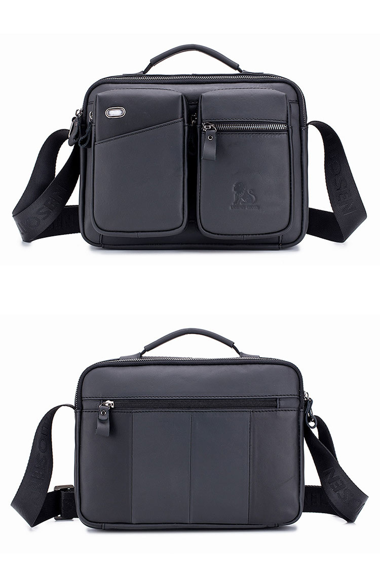 Whatna天然 牛革 ショルダーバッグ メンズ ビジネスバッグ 旅行バッグ2way 斜め掛け 手提げ バッグ10.5ipad収納可 本 革 厚手 レザー 横型 ブリーフケース フォーマルバッグ 肩掛けバッグ プレゼント男性 绅士用（91208） 3