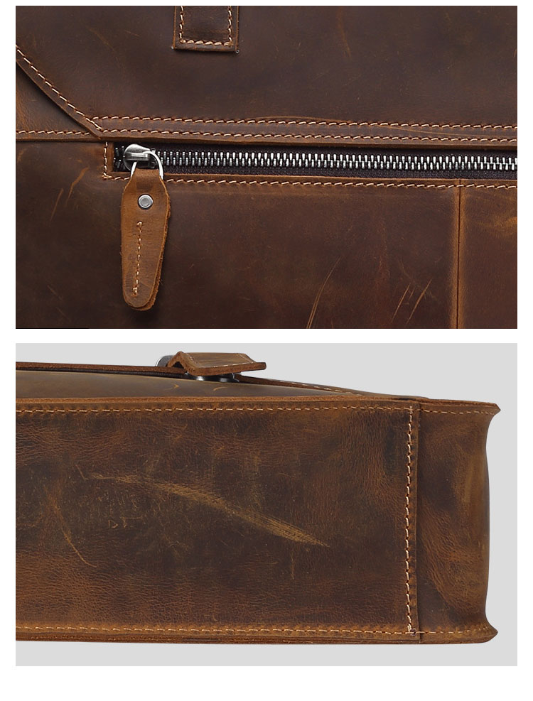 Whatna天然 牛革 ショルダーバッグ メンズ ビジネスバッグ 旅行バッグ2way 斜め掛け 手提げ バッグ15インチpc 収納可 本 革 厚手 レザー 横型 ブリーフケース フォーマルバッグ 肩掛けバッグ プレゼント男性 绅士用（6148） 8