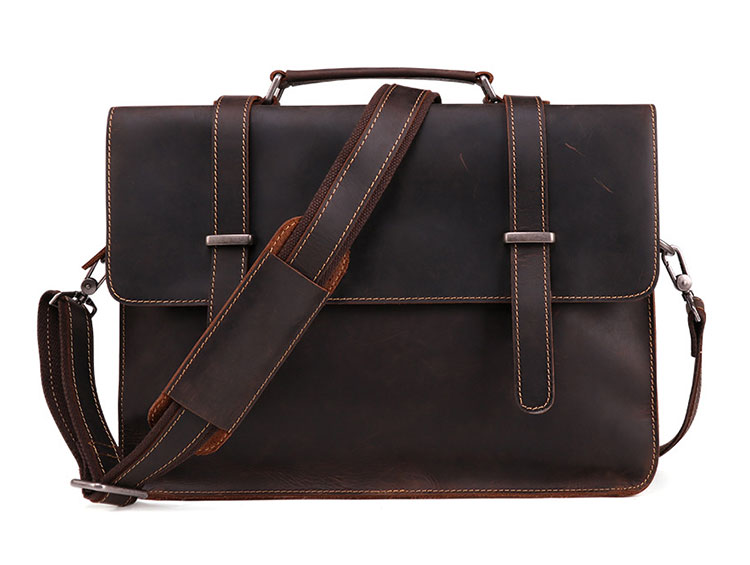 Whatna天然 牛革 ショルダーバッグ メンズ ビジネスバッグ 旅行バッグ2way 斜め掛け 手提げ バッグ15インチpc 収納可 本 革 厚手 レザー 横型 ブリーフケース フォーマルバッグ 肩掛けバッグ プレゼント男性 绅士用（6148） 1