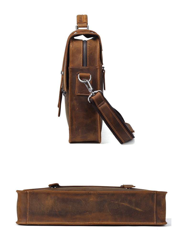 Whatna天然 牛革 ショルダーバッグ メンズ ビジネスバッグ 旅行バッグ2way 斜め掛け 手提げ バッグ15インチpc 収納可 本 革 厚手 レザー 横型 ブリーフケース フォーマルバッグ 肩掛けバッグ プレゼント男性 绅士用（6148） 4