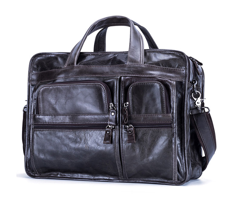 Whatna天然 牛革 ショルダーバッグ メンズ ビジネスバッグ 旅行バッグ2way 斜め掛け 手提げ バッグ15インチpc 収納可 3室仕切 本 革 厚手 レザー 横型 ブリーフケース フォーマルバッグ 肩掛けバッグ プレゼント男性 绅士用（9913） 1