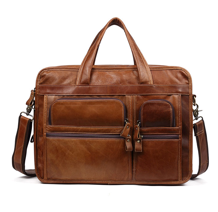 Whatna天然 牛革 ショルダーバッグ メンズ ビジネスバッグ 旅行バッグ2way 斜め掛け 手提げ バッグ15インチpc 収納可 3室仕切 本 革 厚手 レザー 横型 ブリーフケース フォーマルバッグ 肩掛けバッグ プレゼント男性 绅士用（9913） 2