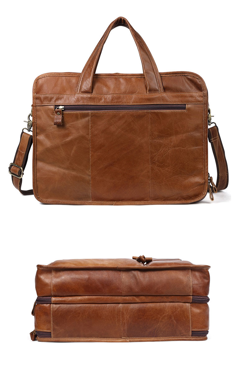 Whatna天然 牛革 ショルダーバッグ メンズ ビジネスバッグ 旅行バッグ2way 斜め掛け 手提げ バッグ15インチpc 収納可 3室仕切 本 革 厚手 レザー 横型 ブリーフケース フォーマルバッグ 肩掛けバッグ プレゼント男性 绅士用（9913） 3