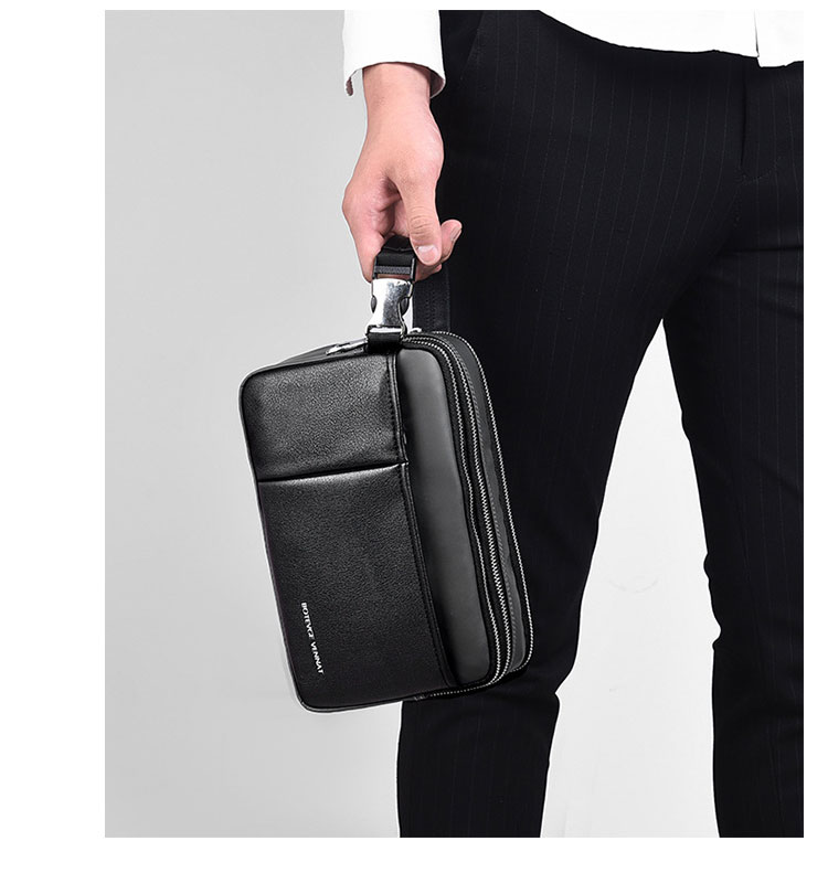 Whatna YJBBセカンドバッグ メンズ バッグ クラッチ バッグ 厚手 本 革 レザー 2室仕切 カード6枚収納可 化粧かばん 手持ちバッグ 結婚式 バッグ フォーマル ビジネス 冠婚葬祭 バッグ 男性用 紳士用 (1009) 12