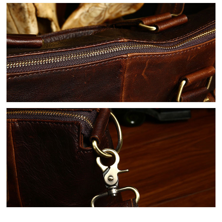 Whatna天然 牛革 ショルダーバッグ メンズ ビジネスバッグ 旅行バッグ2way 斜め掛け 手提げ バッグ16インチpc 収納可 本 革 厚手 レザー 横型 ブリーフケース フォーマルバッグ 肩掛けバッグ プレゼント男性 绅士用(B260) 8