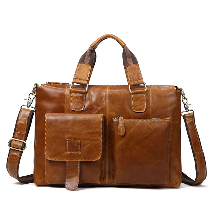 Whatna天然 牛革 ショルダーバッグ メンズ ビジネスバッグ 旅行バッグ2way 斜め掛け 手提げ バッグ16インチpc 収納可 本 革 厚手 レザー 横型 ブリーフケース フォーマルバッグ 肩掛けバッグ プレゼント男性 绅士用(B260) 0