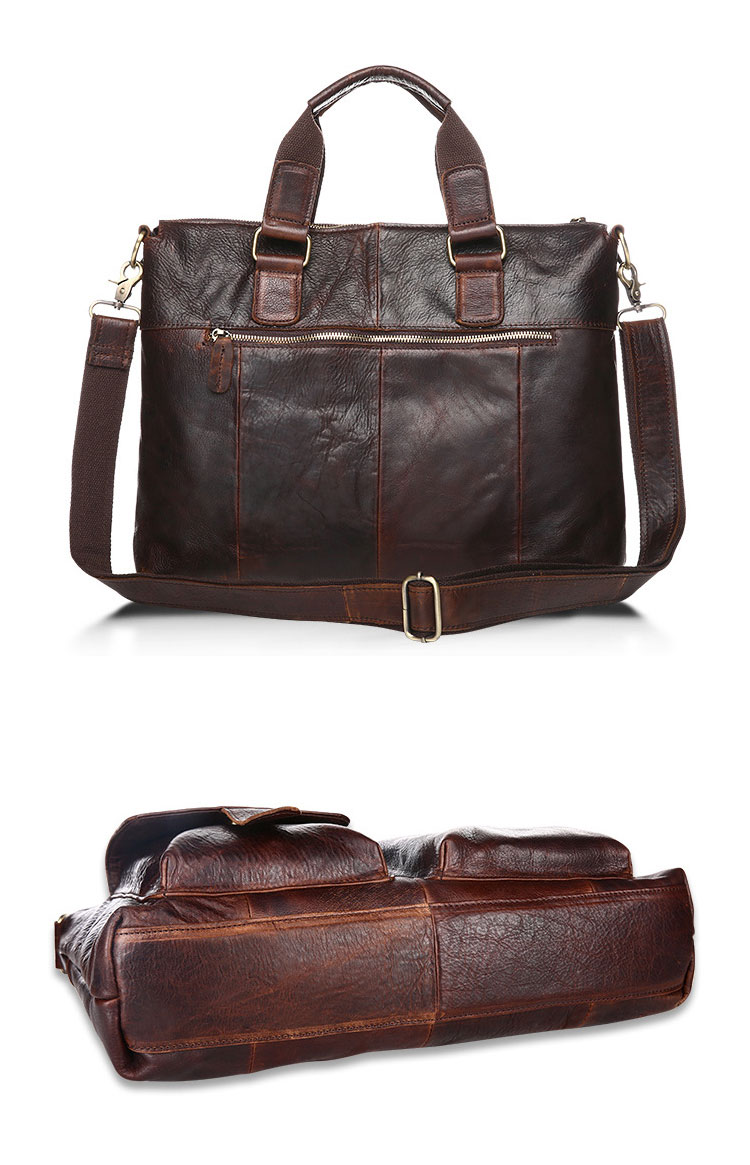 Whatna天然 牛革 ショルダーバッグ メンズ ビジネスバッグ 旅行バッグ2way 斜め掛け 手提げ バッグ16インチpc 収納可 本 革 厚手 レザー 横型 ブリーフケース フォーマルバッグ 肩掛けバッグ プレゼント男性 绅士用(B260) 4