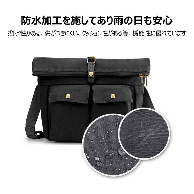 Whatna帆布 厚め ショルダーバッグ メンズ ワンショルダー斜め掛けバッグA4 15インチpc収納可 メッセンジャーバッグ 旅行バッグ 肩掛けバッグ プレゼント男性 绅士用（0010） 5
