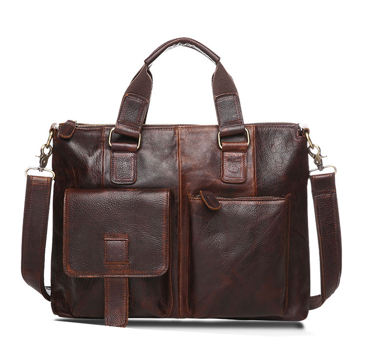 Whatna天然 牛革 ショルダーバッグ メンズ ビジネスバッグ 旅行バッグ2way 斜め掛け 手提げ バッグ16インチpc 収納可 本 革 厚手 レザー 横型 ブリーフケース フォーマルバッグ 肩掛けバッグ プレゼント男性 绅士用(B260) 2