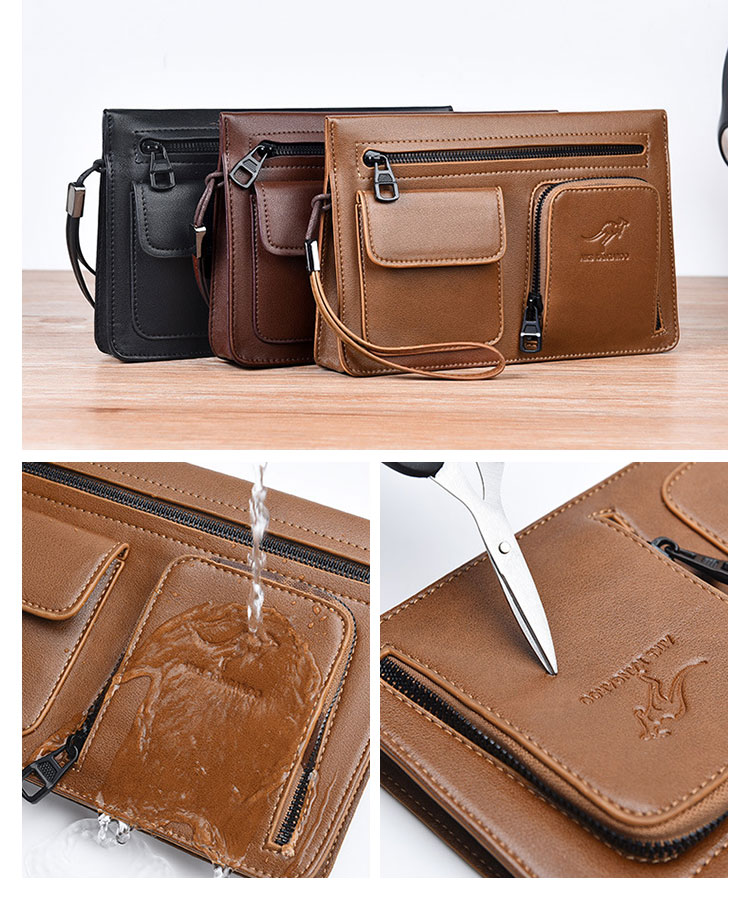 Whatna セカンド バッグ メンズ バッグ [ボディバッグ・ワンショルダー ウエストポーチ 肩掛け 結婚式 バッグ]クラッチ 手持ち バッグ ビジネス カジュアル フォーマル 冠婚葬祭 バッグ紳士用 男性用 黒（6903） 7