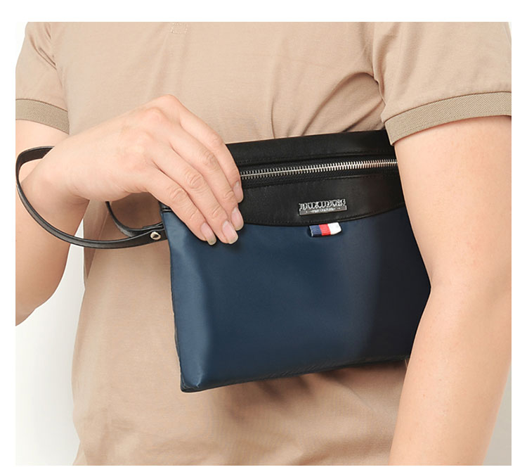 Whatna クラッチ  バッグ メンズ バッグ セカンドバッグ 大きめ ipad9.7収納可 化粧かばん 手持ちバッグ 結婚式 バッグ 冠婚葬祭バッグ 男性用 紳士用 通勤用 黒 青(Z3005) 10