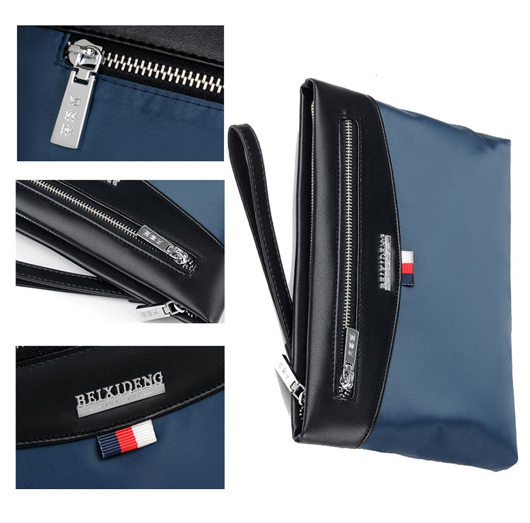 Whatna クラッチ  バッグ メンズ バッグ セカンドバッグ 大きめ ipad9.7収納可 化粧かばん 手持ちバッグ 結婚式 バッグ 冠婚葬祭バッグ 男性用 紳士用 通勤用 黒 青(Z3005) 9