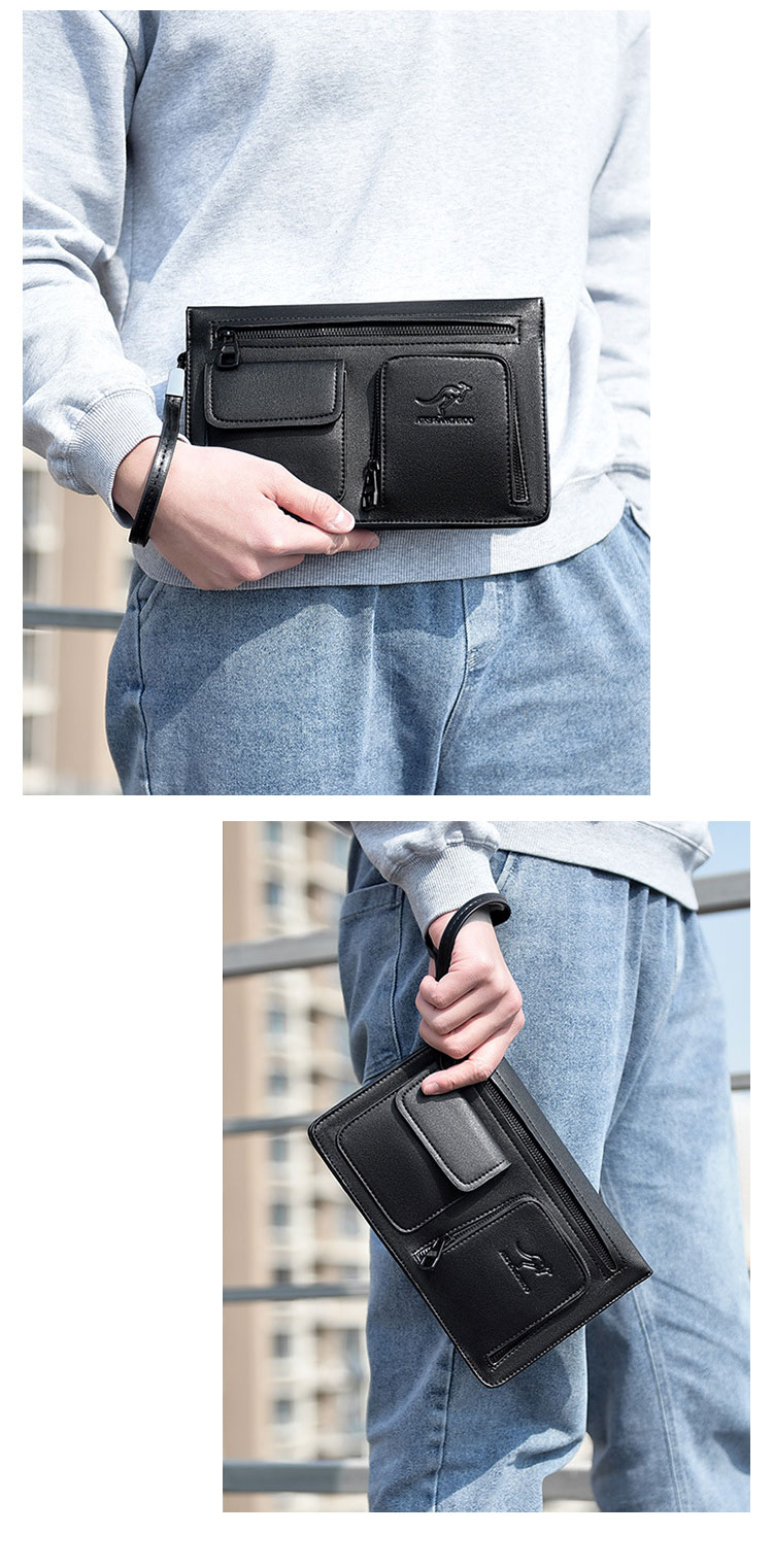 Whatna セカンド バッグ メンズ バッグ [ボディバッグ・ワンショルダー ウエストポーチ 肩掛け 結婚式 バッグ]クラッチ 手持ち バッグ ビジネス カジュアル フォーマル 冠婚葬祭 バッグ紳士用 男性用 黒（6903） 10