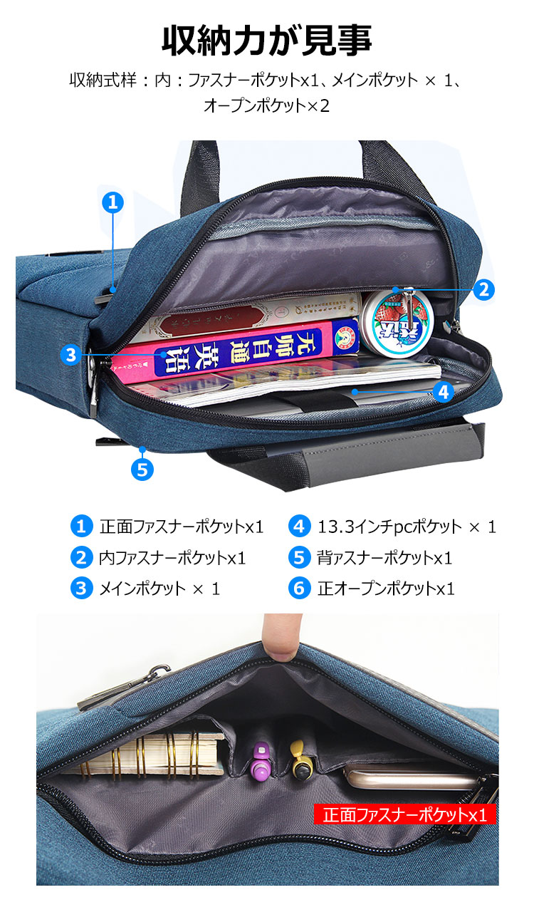 Whatna ショルダーバッグ メンズ ビジネスバッグ 旅行バッグ2way 斜め掛け 手提げ バッグA4 13.3インチpc 収納可 ブリーフケース フォーマルバッグ 肩掛けバッグ プレゼント男性 绅士用（1833V） 5