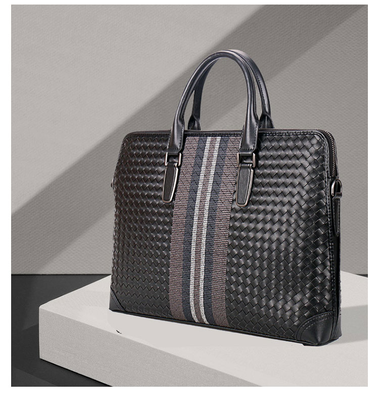 Whatna 手作り編み込み 牛革ショルダーバッグ メンズ メッセンジャーバッグ 手提げバッグ A4 15.6インチpc 収納可 本革 ビジネス 通勤 通学 斜めがけ バッグ ワンショルダーバッグ自転車 かばん男性用 黒（B#PR3268） 9