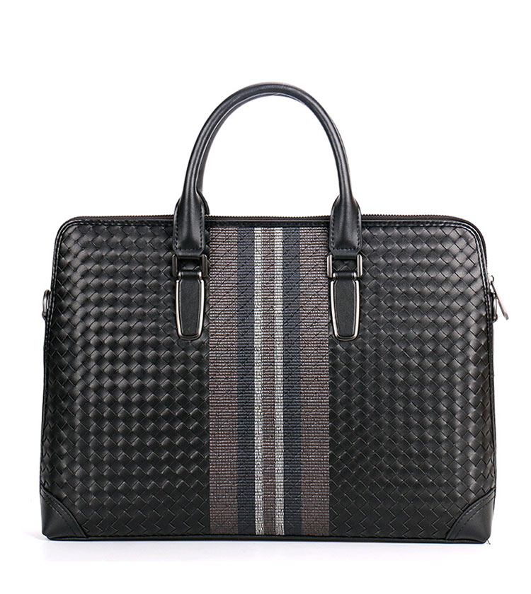 Whatna 手作り編み込み 牛革ショルダーバッグ メンズ メッセンジャーバッグ 手提げバッグ A4 15.6インチpc 収納可 本革 ビジネス 通勤 通学 斜めがけ バッグ ワンショルダーバッグ自転車 かばん男性用 黒（B#PR3268） 0