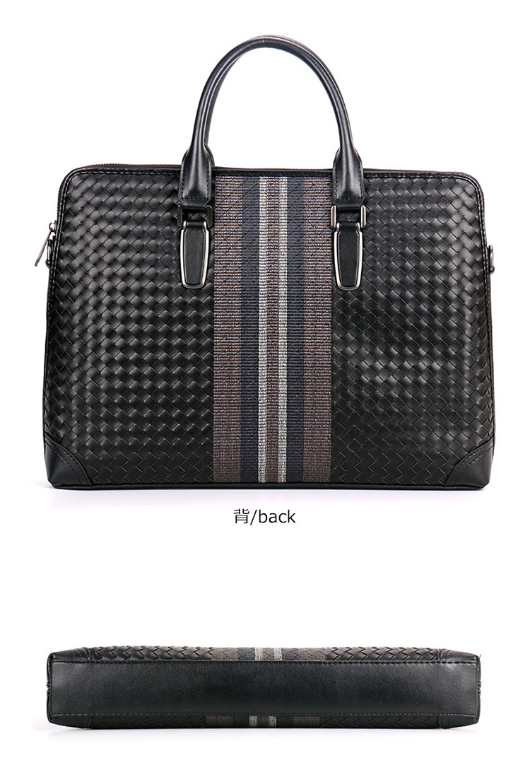Whatna 手作り編み込み 牛革ショルダーバッグ メンズ メッセンジャーバッグ 手提げバッグ A4 15.6インチpc 収納可 本革 ビジネス 通勤 通学 斜めがけ バッグ ワンショルダーバッグ自転車 かばん男性用 黒（B#PR3268） 3