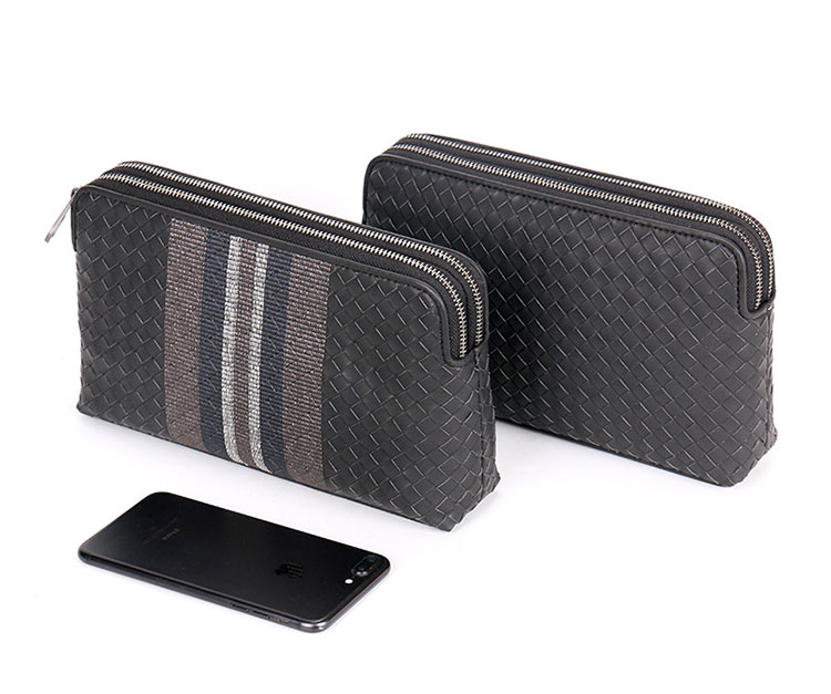 Whatna 2way 牛革 手作り編み込み セカンドバッグ メンズ バッグ クラッチ バッグ 本革 厚手 レザー 2室仕切 カード6枚収納可 手持ちバッグ 結婚式 バッグ フォーマル  ビジネス 冠婚葬祭 バッグ 男性用 紳士用 黒 (B#PR520) 0