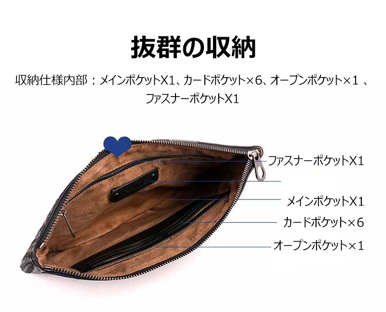 Whatna 2way 牛革 手作り編み込み セカンドバッグ メンズ バッグ クラッチ バッグ 本革 厚手 レザー A4収納可 手持ちバッグ 結婚式 バッグ フォーマル  ビジネス 冠婚葬祭 バッグ 男性用 紳士用 黒 （B#PR3662） 3