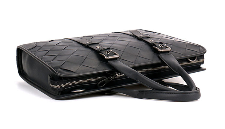 Whatna 手作り編み込み 牛革ショルダーバッグ メンズ メッセンジャーバッグ 手提げバッグ A4 15.6インチpc 収納可 本革 ビジネス 通勤 通学 斜めがけ バッグ ワンショルダーバッグ自転車 かばん男性用 黒（B#PS126） 3