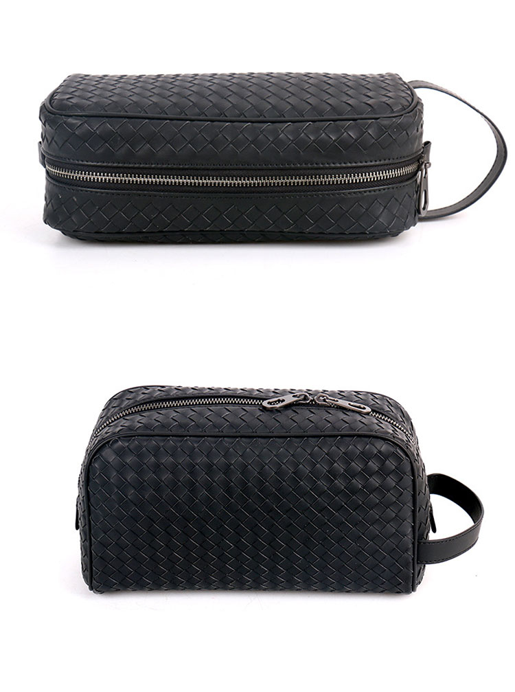 Whatna 2way 牛革 手作り編み込み セカンドバッグ メンズ バッグ クラッチ バッグ 本革 厚手 レザー カード8枚収納可 手持ちバッグ 結婚式 バッグ フォーマル  ビジネス 冠婚葬祭 バッグ 男性用 紳士用 黒 （22668） 1