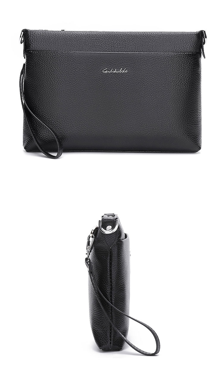 Whatna 2way牛革セカンドバッグ メンズ バッグ [クラッチ ショルダー 肩掛け 結婚式 バッグ]  厚手 本革 レザー カード6枚 ipad 10.5収納可 ビジネス カジュアル フォーマル 冠婚葬祭 バッグ紳士用 男性用 黒 ブラウン 6186 2