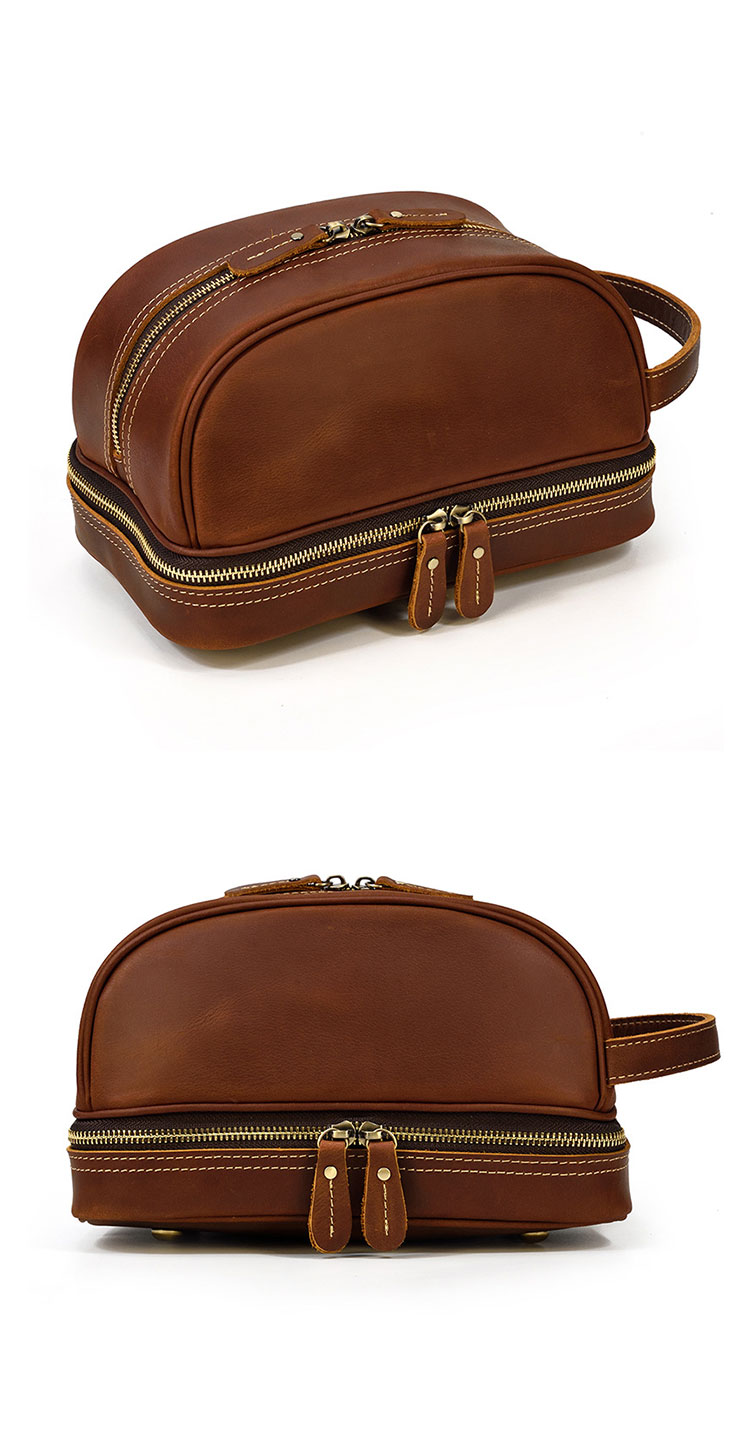 Whatna2way 天然 牛革 ミニセカンドバッグ メンズ クラッチ バッグ 厚手 本革 レザー 化粧ポーチ ビジネス カジュアル フォーマル 冠婚葬祭 結婚式 バッグ紳士用 男性用ブラウンSNQB9566 0