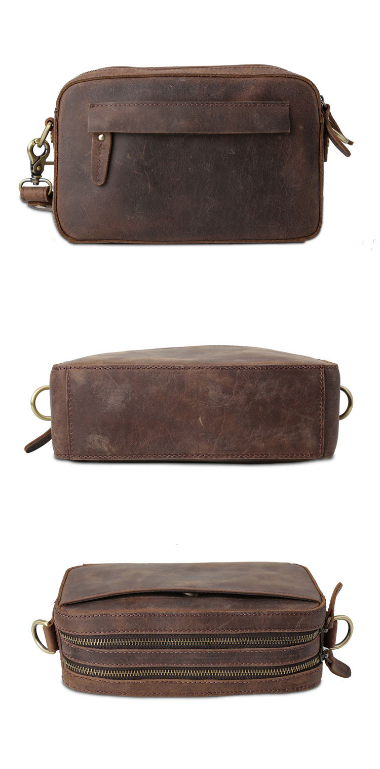 Whatna 2way 天然 牛革 ミニセカンドバッグ メンズ バッグ 小さ [クラッチ ショルダー 肩掛け 結婚式 バッグ]  厚手 本革 レザー ビジネス カジュアル フォーマル 冠婚葬祭 バッグ紳士用 男性用ブラウン 4045 2