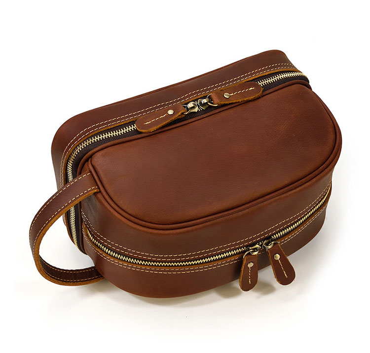 Whatna2way 天然 牛革 ミニセカンドバッグ メンズ クラッチ バッグ 厚手 本革 レザー 化粧ポーチ ビジネス カジュアル フォーマル 冠婚葬祭 結婚式 バッグ紳士用 男性用ブラウンSNQB9566 3