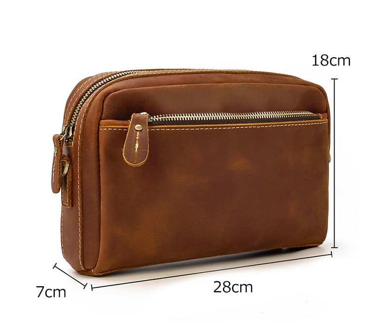 Whatna 2way 天然 牛革 ミニセカンドバッグ メンズ バッグ 小さ [クラッチ ショルダー 肩掛け 結婚式 バッグ]  厚手 本革 レザー ビジネス カジュアル フォーマル 冠婚葬祭 バッグ紳士用 男性用ブラウン 黒SNQB9548 5