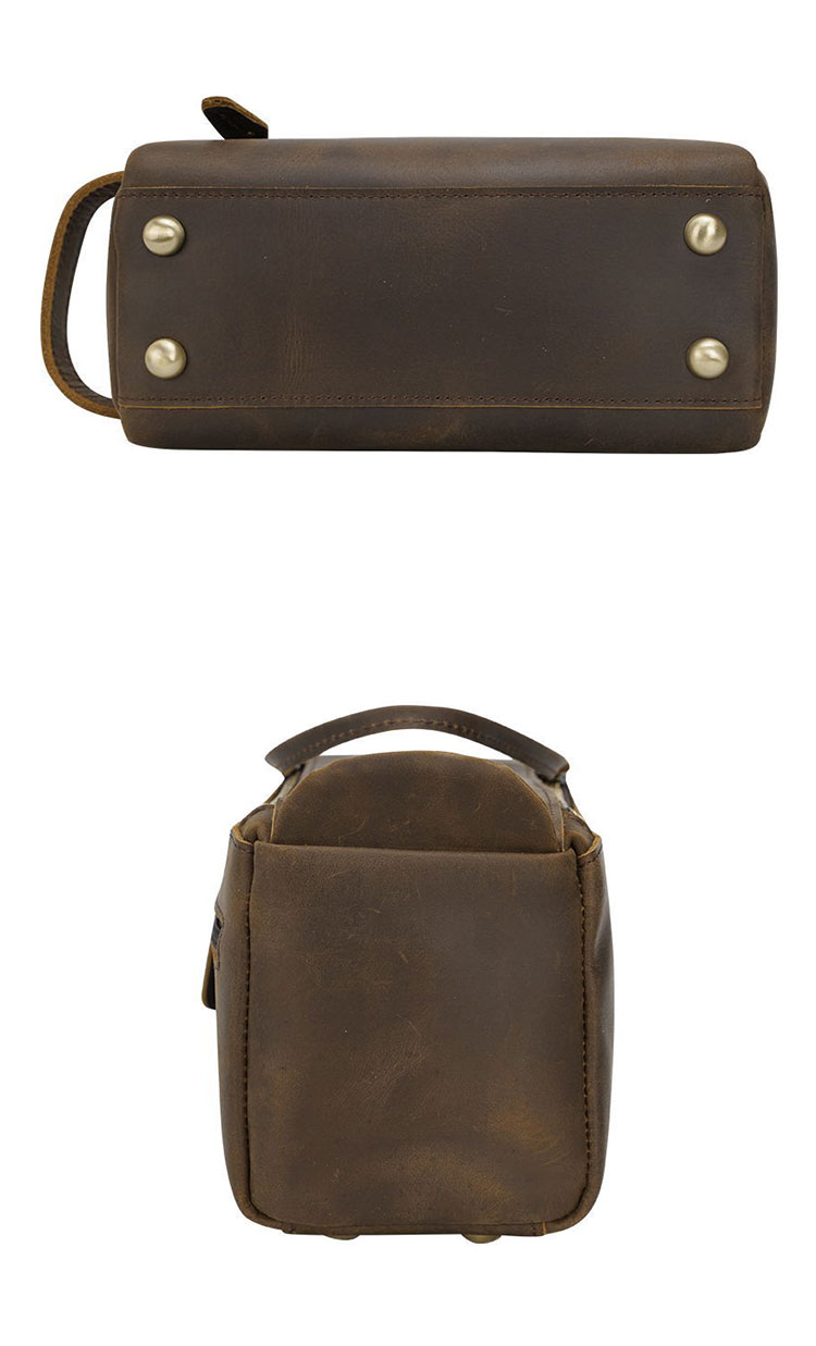 Whatna2way 天然 牛革 ミニセカンドバッグ メンズ クラッチ バッグ 厚手 本革 レザー 化粧ポーチ ビジネス カジュアル フォーマル 冠婚葬祭 結婚式 バッグ紳士用 男性用ブラウン8821 2