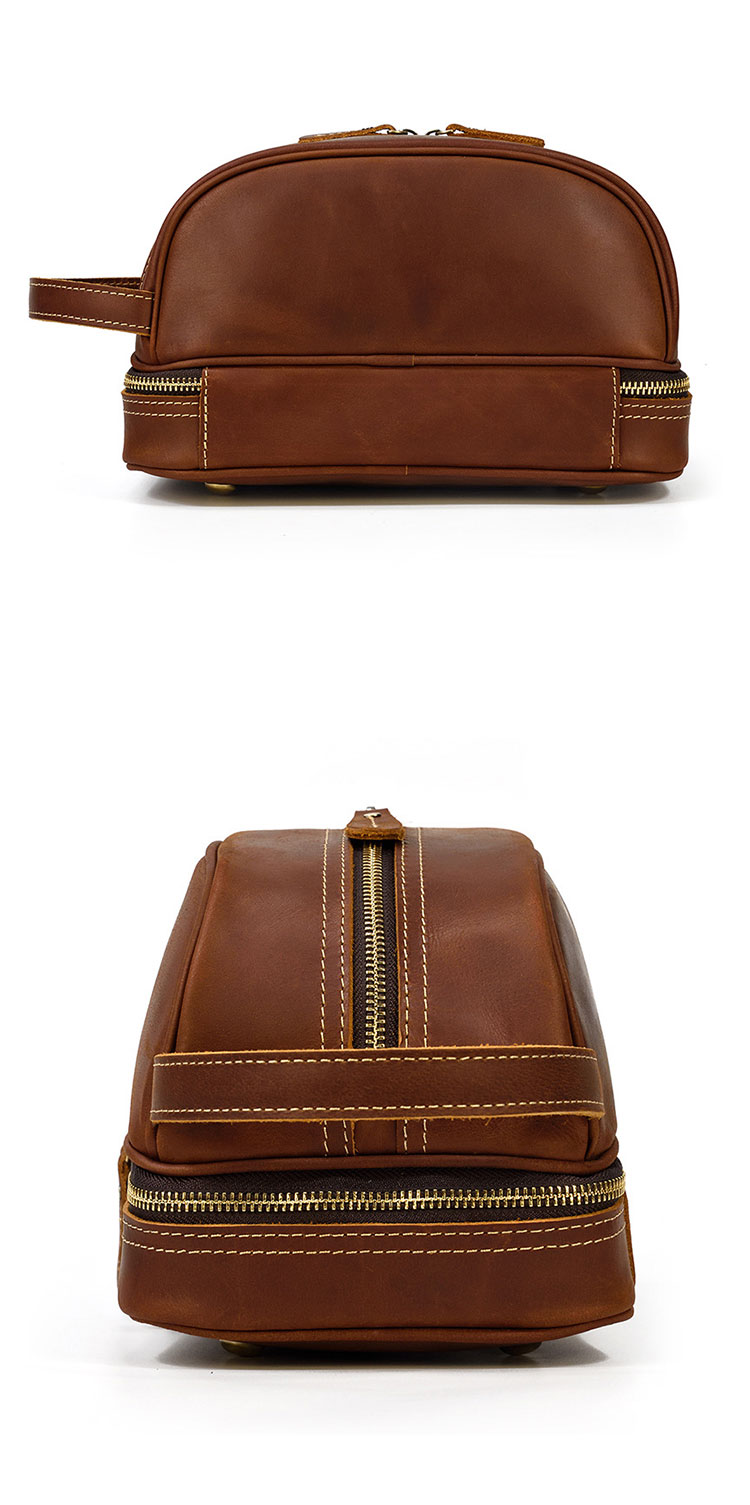 Whatna2way 天然 牛革 ミニセカンドバッグ メンズ クラッチ バッグ 厚手 本革 レザー 化粧ポーチ ビジネス カジュアル フォーマル 冠婚葬祭 結婚式 バッグ紳士用 男性用ブラウンSNQB9566 1