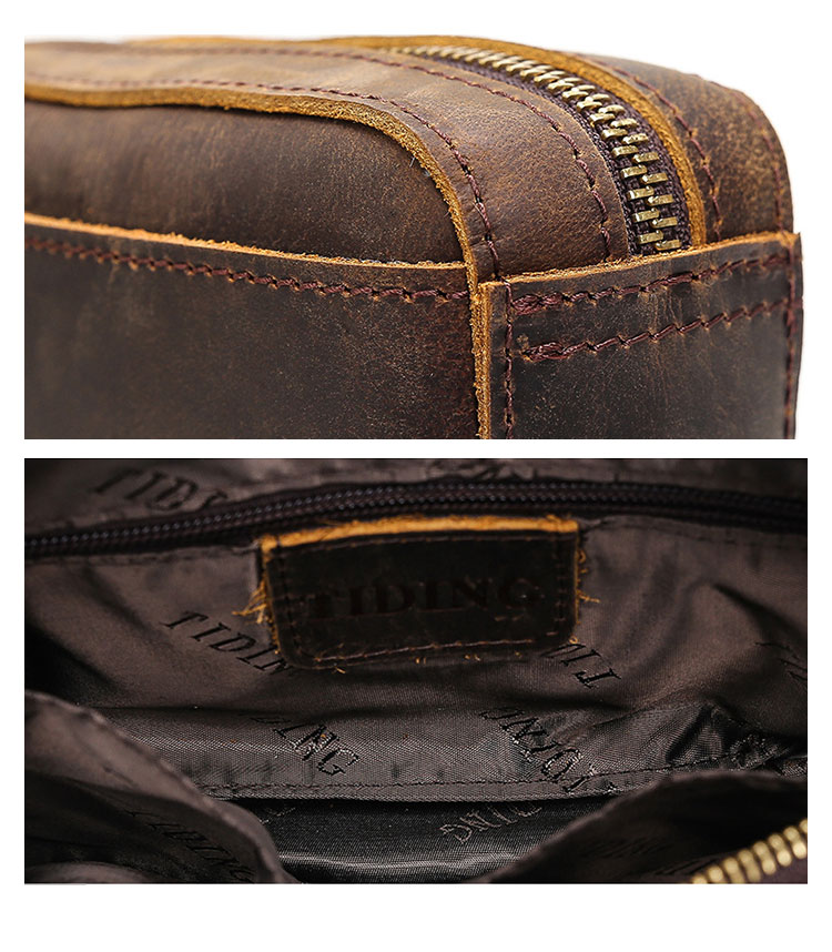 Whatna2way 天然 牛革 ミニセカンドバッグ メンズ クラッチ バッグ 厚手 本革 レザー 化粧ポーチ ビジネス カジュアル フォーマル 冠婚葬祭 結婚式 バッグ紳士用 男性用ブラウン8819 7