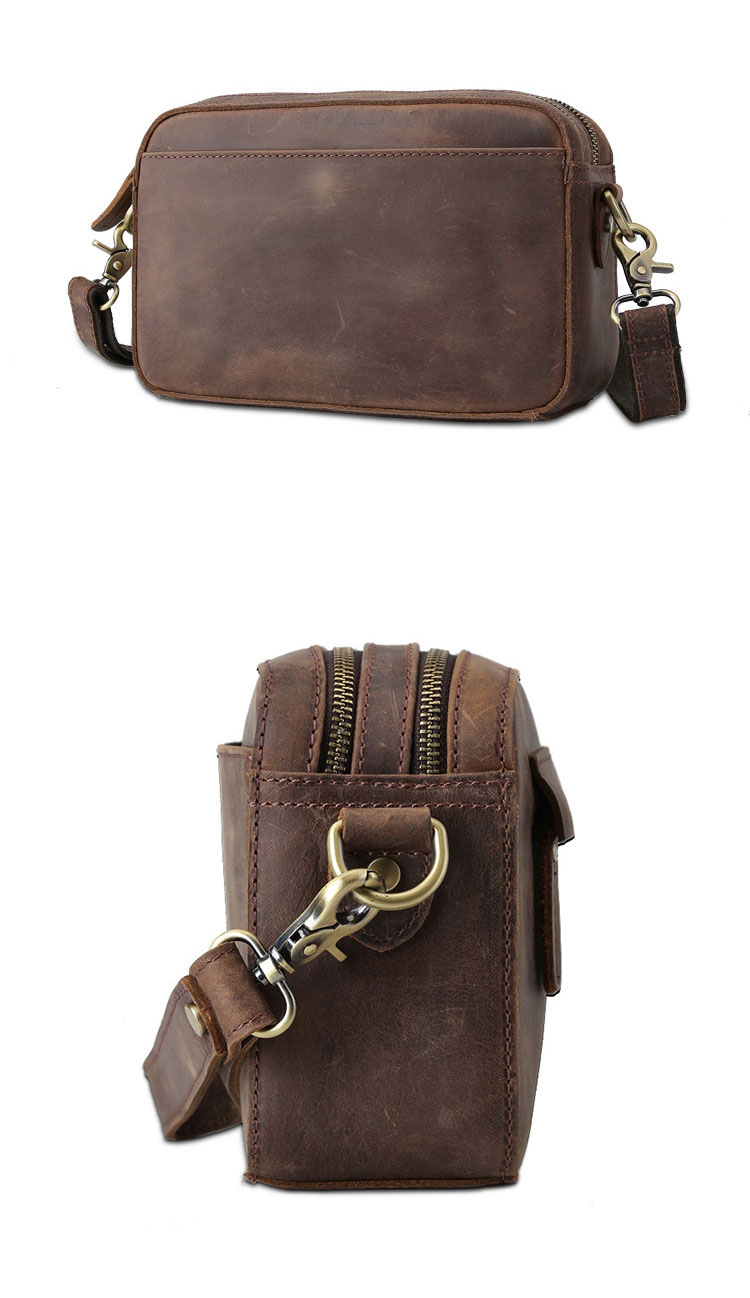 Whatna 2way 天然 牛革 ミニセカンドバッグ メンズ バッグ 小さ [クラッチ ショルダー 肩掛け 結婚式 バッグ]  厚手 本革 レザー ビジネス カジュアル フォーマル 冠婚葬祭 バッグ紳士用 男性用ブラウン 4045 1