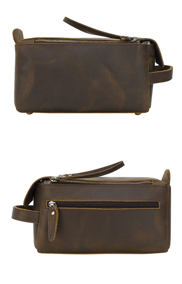 Whatna2way 天然 牛革 ミニセカンドバッグ メンズ クラッチ バッグ 厚手 本革 レザー 化粧ポーチ ビジネス カジュアル フォーマル 冠婚葬祭 結婚式 バッグ紳士用 男性用ブラウン8821 1