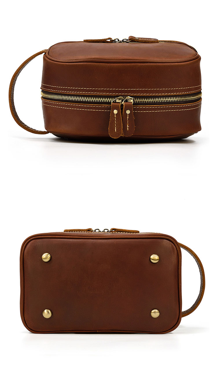 Whatna2way 天然 牛革 ミニセカンドバッグ メンズ クラッチ バッグ 厚手 本革 レザー 化粧ポーチ ビジネス カジュアル フォーマル 冠婚葬祭 結婚式 バッグ紳士用 男性用ブラウンSNQB9566 2