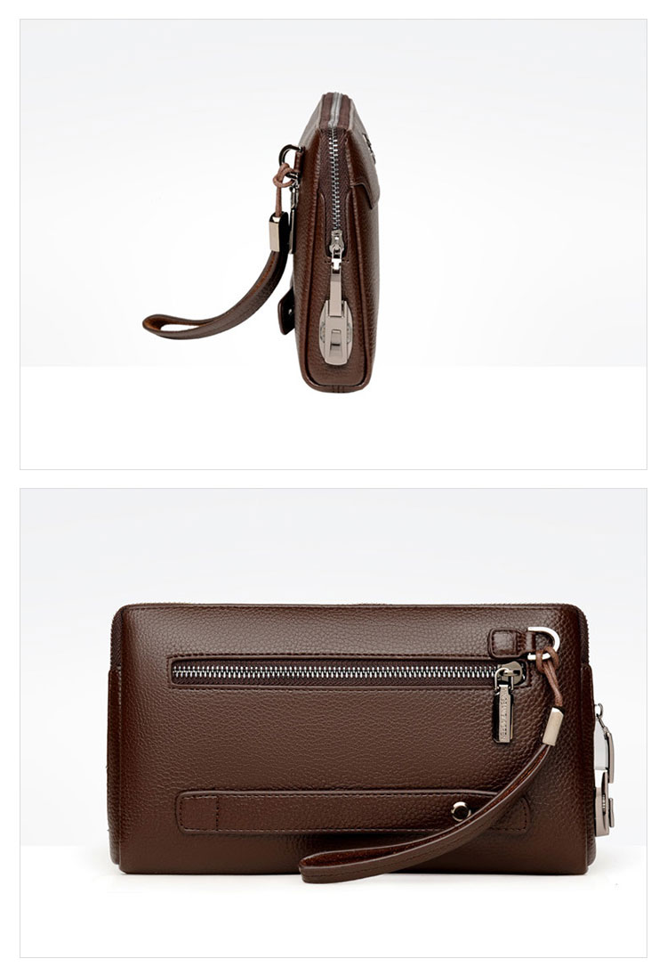 Whatna 2wayミニセカンドバッグ メンズ バッグ 6枚カード収納 パスワードロックボタン 盗難防止 小さめ クラッチバッグ 長財布 革 手持ちバッグ メンズ ポーチ 男性用 紳士用 結婚式 冠婚葬祭 黒 ブラウン S1637 2