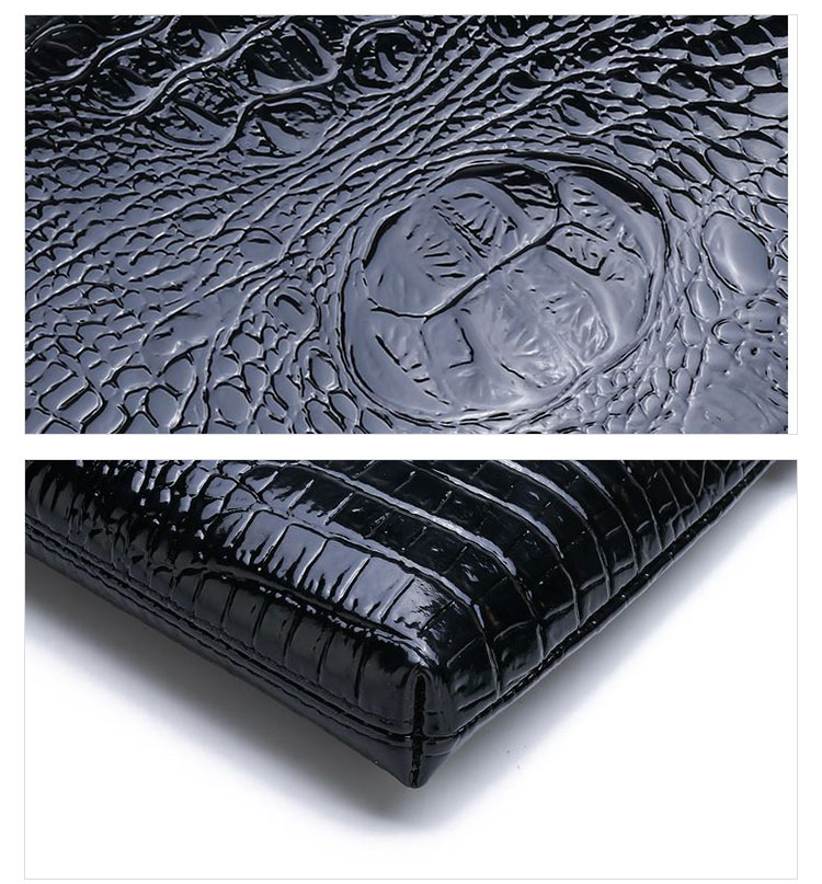 Whatna 2way革 クロコダイル型押し セカンドバッグ メンズ クラッチ バッグ lファスナー A4 6枚カード収納 小銭入 カジュアル フォーマル 冠婚葬祭 結婚式 バッグ紳士用 男性用 黑 ブラウン ネイビー（chi8815） 9