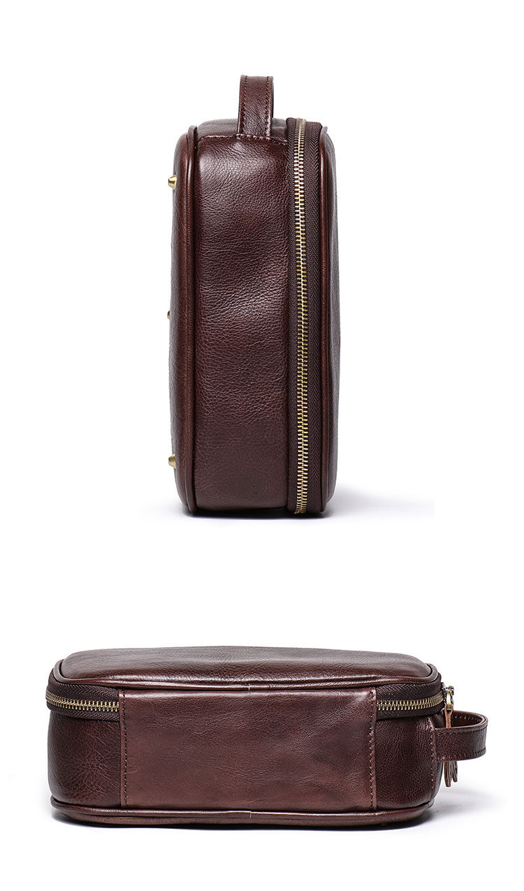 Whatna2way 天然 牛革 ミニセカンドバッグ メンズ クラッチ バッグ 厚手 本革 レザー 化粧ポーチ ビジネス カジュアル フォーマル 冠婚葬祭 結婚式 バッグ紳士用 男性用ブラウン8997 3