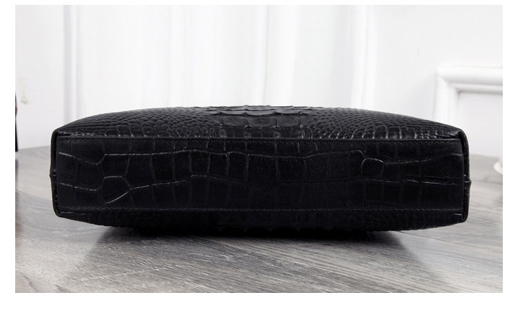 Whatna 2way クロコダイル型押し牛革ショルダーバッグ メンズ 本革 斜め掛け 手提げ バッグ 縦型 ビジネスバッグ A4 ブリーフケース 通学 通勤鞄 軽量 実用 自転車かばん プレゼント男性 黒 ブラウン(G072-7003B) 5