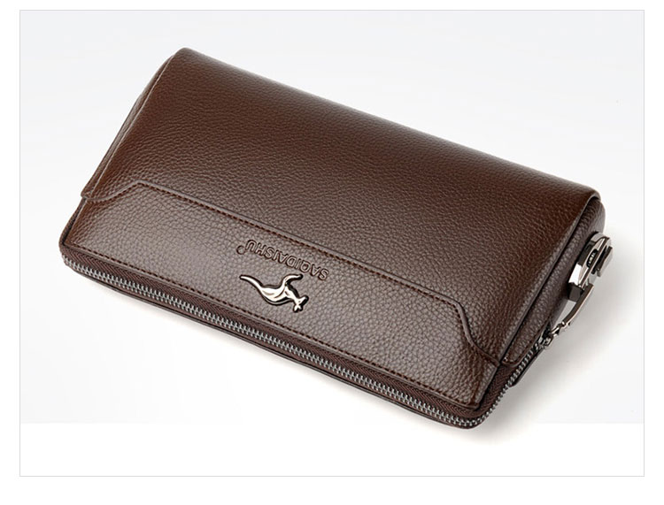 Whatna 2wayミニセカンドバッグ メンズ バッグ 6枚カード収納 パスワードロックボタン 盗難防止 小さめ クラッチバッグ 長財布 革 手持ちバッグ メンズ ポーチ 男性用 紳士用 結婚式 冠婚葬祭 黒 ブラウン S1637 3