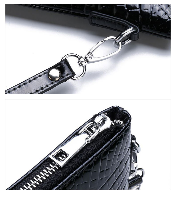 Whatna 2way革 クロコダイル型押し セカンドバッグ メンズ クラッチ バッグ lファスナー A4 6枚カード収納 小銭入 カジュアル フォーマル 冠婚葬祭 結婚式 バッグ紳士用 男性用 黑 ブラウン ネイビー（chi8815） 10