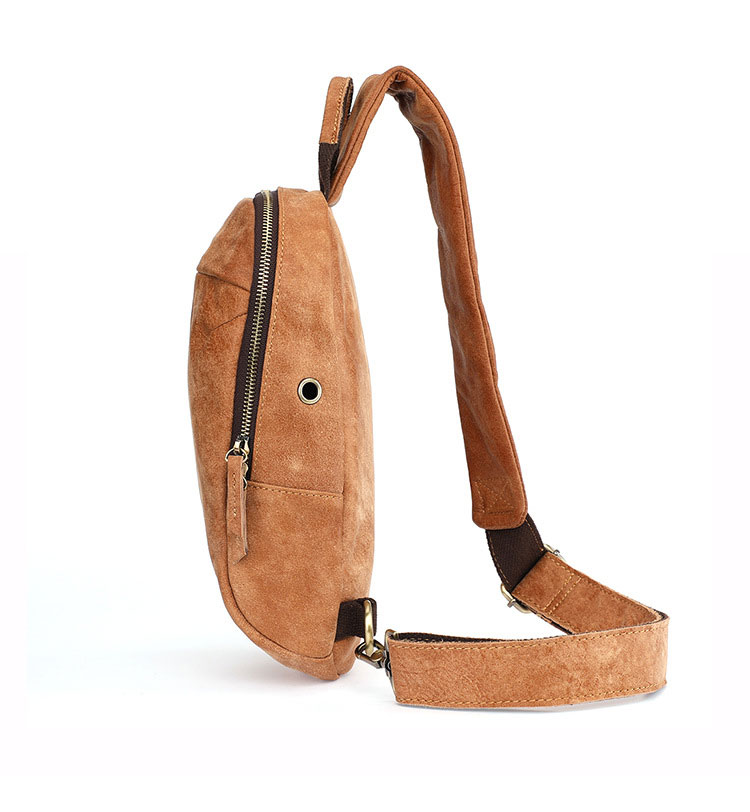 Whatna牛革 斜めがけ ボディバッグ ワンショルダー メンズ 本 革 厚手 レザー イヤホン穴USBポート付きブラウン 6938 3