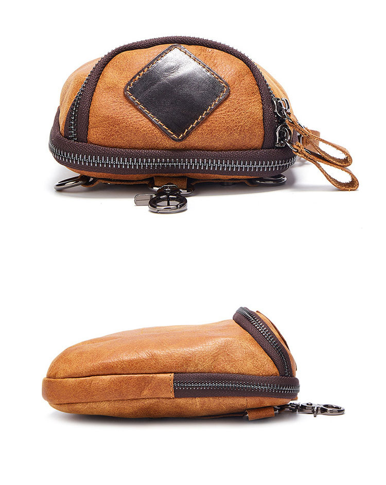 Whatna 2way 牛革 ミニショルダーバッグ メンズ ウエストバッグ ポーチ 厚手本 革 縦型 小さめ メッセンジャーバッグ 通学 通勤バッグ ショルダーミニポーチ 軽量 実用 自転車かばん プレゼント男性(6331) 3