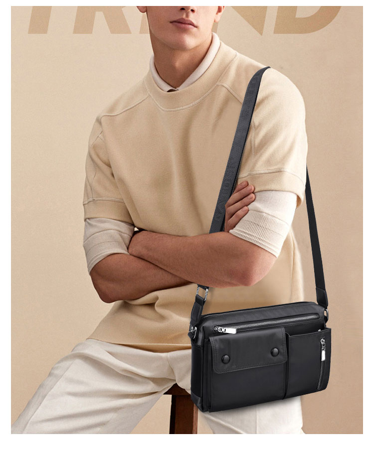 Whatnaショルダーバッグ メンズ メッセンジャーバッグ 頑丈 軽量 横型 B5 10.5インチipad収納可 オックスフォード布 防水 耐磨耗 ビジネスバッグ 小さい 斜めがけ バッグ 男性用 紳士用 黒 ブルー 507-1 12