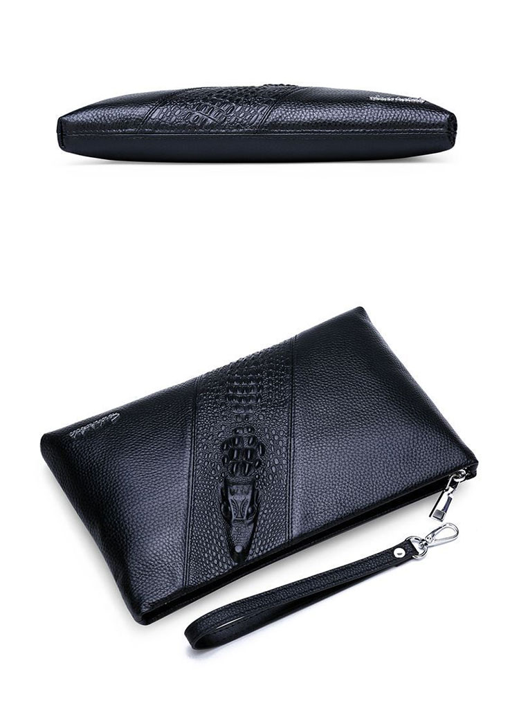 Whatna 2way牛革セカンドバッグ メンズ クラッチ バッグ 厚手 本革 レザー カード6枚  IPAD9.7収納可 ビジネス カジュアル フォーマル 冠婚葬祭 結婚式 バッグ紳士用 男性用 黒 fei-1160 3