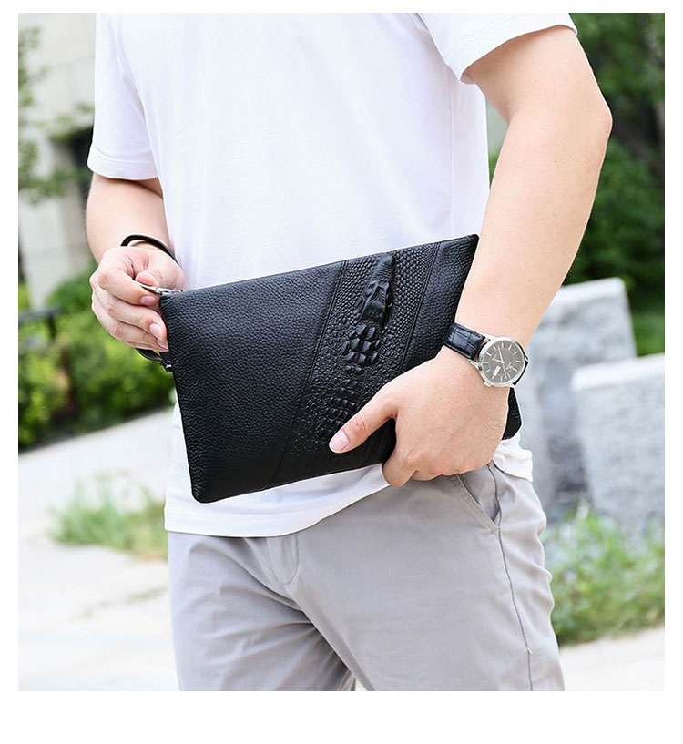 Whatna 2way牛革セカンドバッグ メンズ クラッチ バッグ 厚手 本革 レザー カード6枚  IPAD9.7収納可 ビジネス カジュアル フォーマル 冠婚葬祭 結婚式 バッグ紳士用 男性用 黒 fei-1160 10